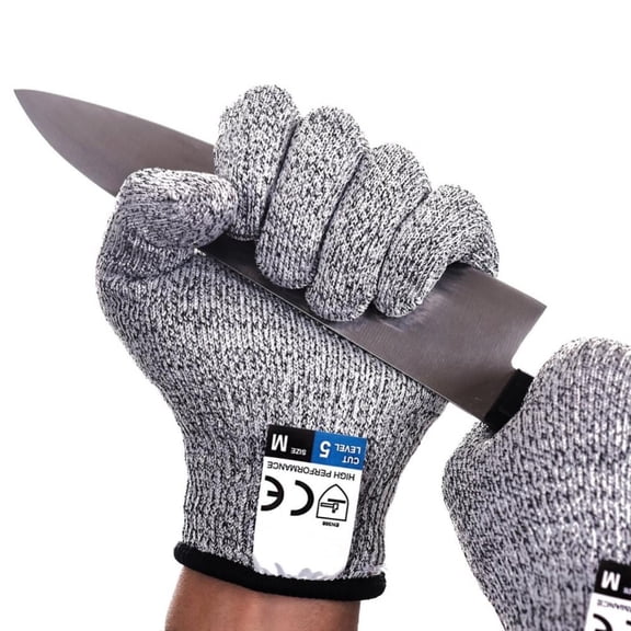 Tradecan 1 Pair Cut Resistant Gloves Food Grade Level 5 Protection, Safety Kitchen Cuts Gloves for Oyster Shucking, Fish Fillet Processing, Mandoline Slicing, Meat Cutting and Wood Carving (L)