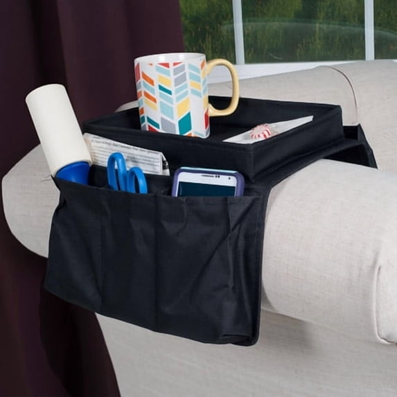 Trademark 1pc Black 6 Pocket Arm Rest Organizer w/ Table-Top