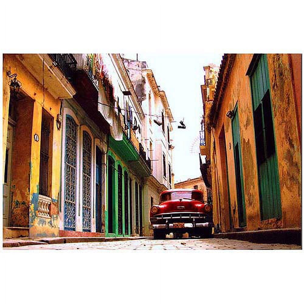 Vintage Red Chevy Bel Air Canvas Art in Urban Alley