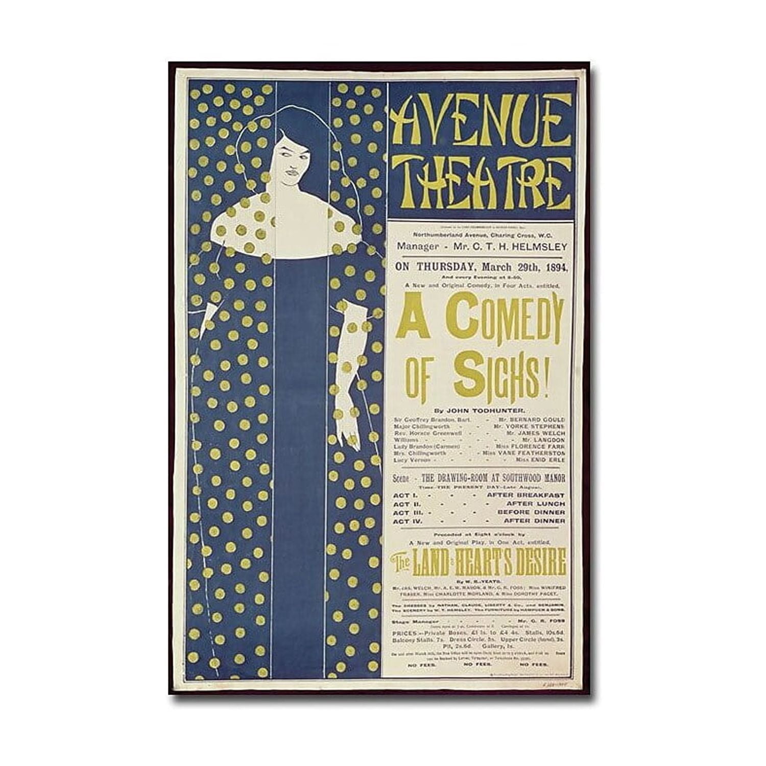 Trademark Art "A Comedy of Sighs" Canvas Wall Art by Aubrey Beardsley