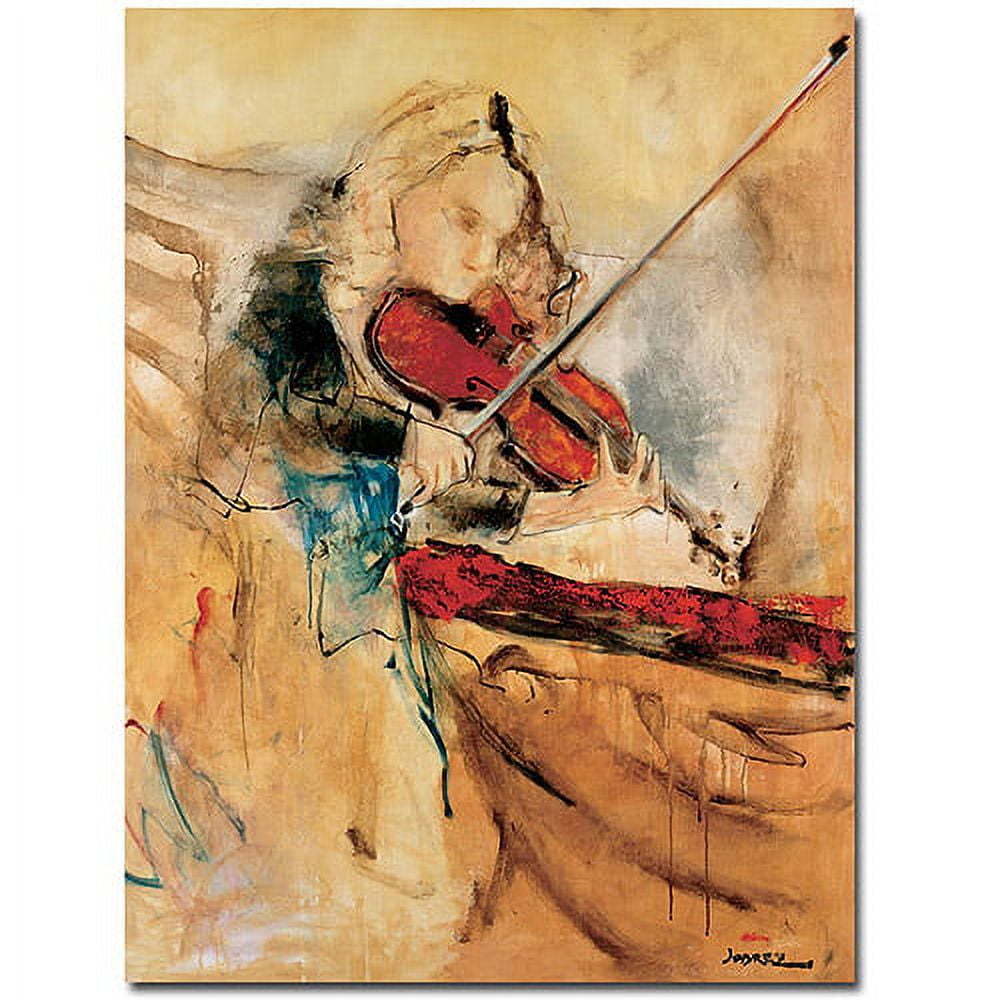 Abstract Beige and Red Canvas Art with Violin