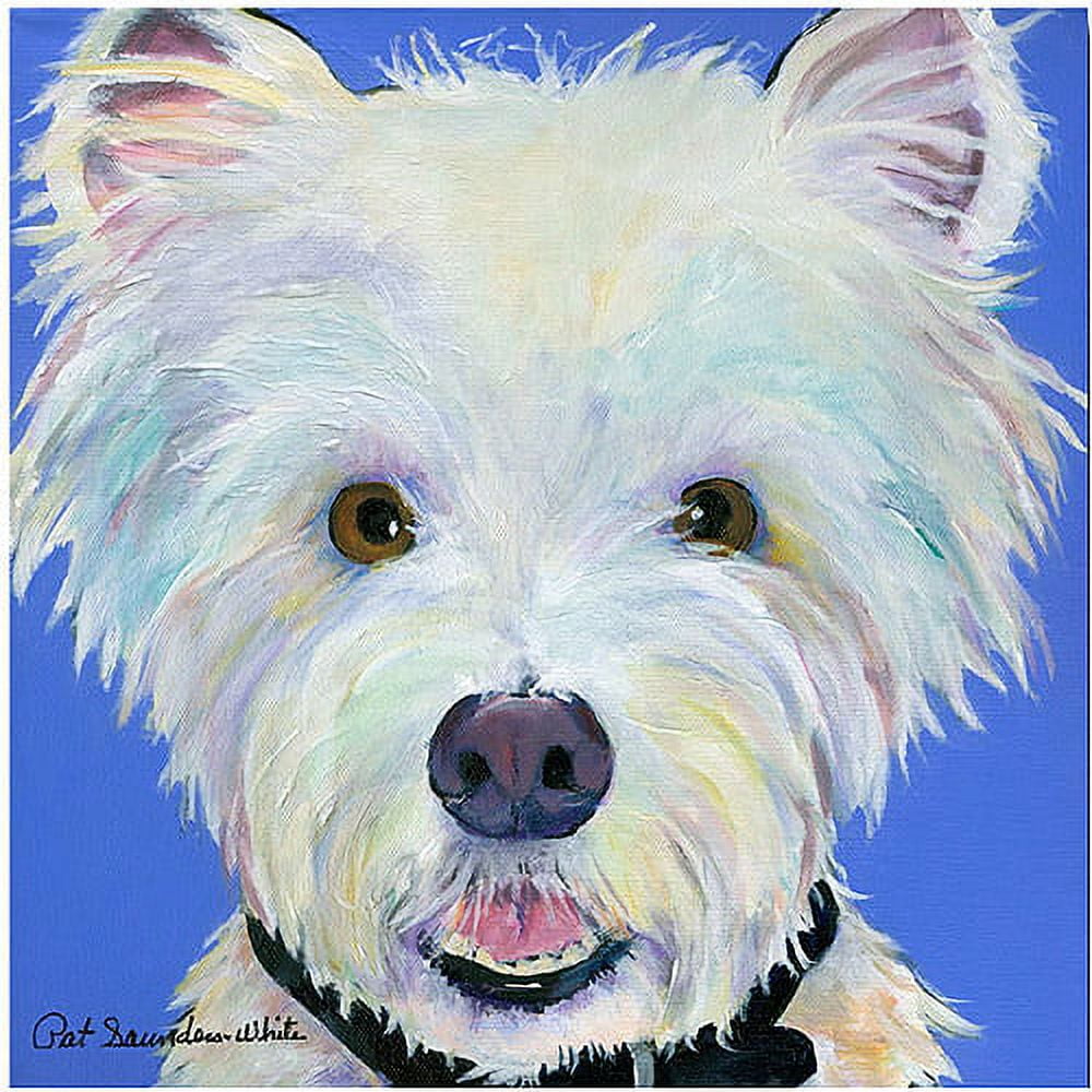 Amos White Dog Portrait Canvas Wall Art