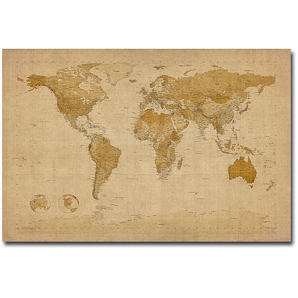 Antique Beige and Brown World Map Canvas Art, 33" x 27"