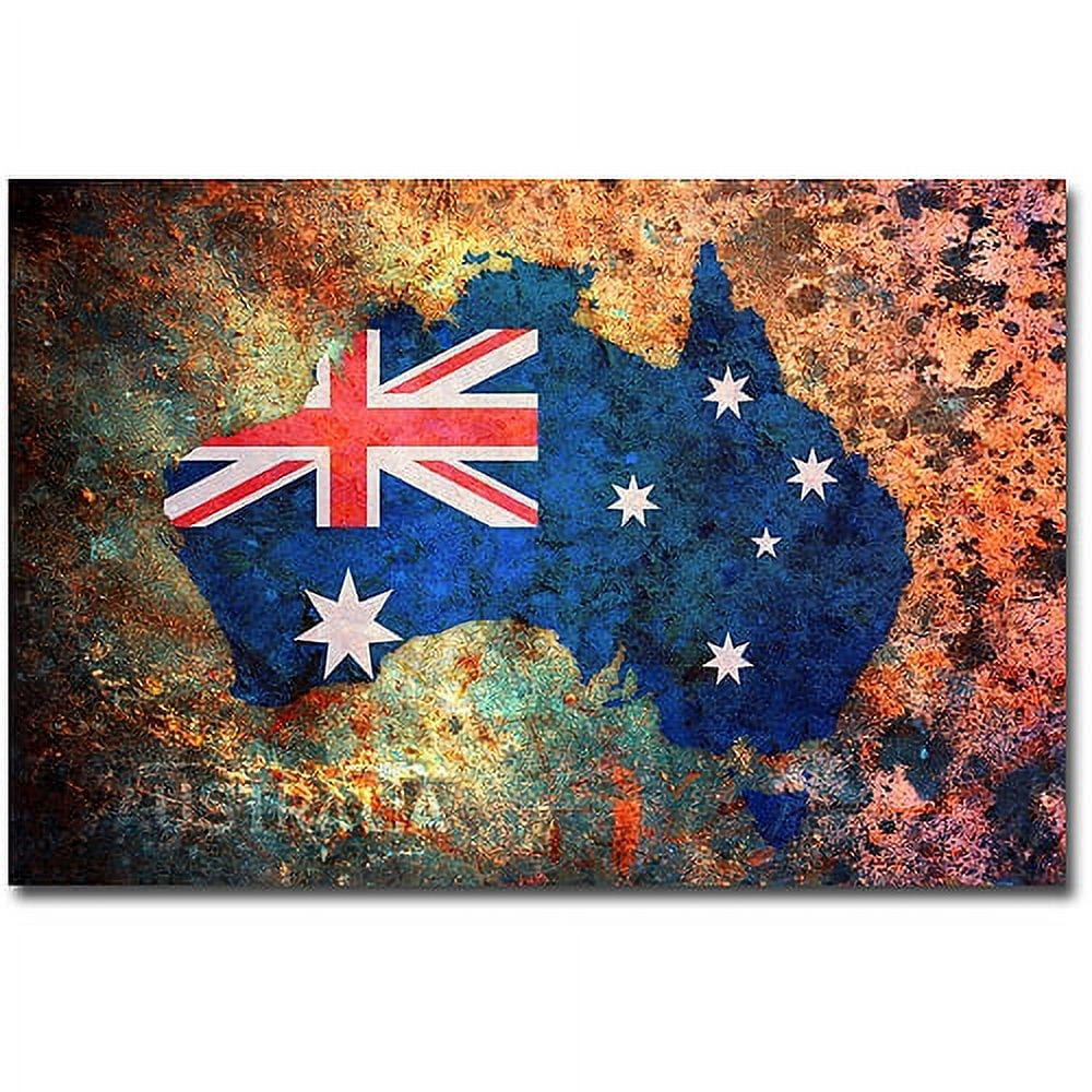 Trademark Art "Australia Flag Map" Canvas Wall Art by Michael Tompsett