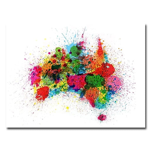 Trademark Art "Australia Paint Splashes" Canvas Wall Art by Michael Tompsett