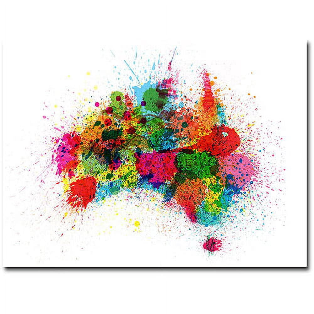 Trademark Art "Australia Paint Splashes" Canvas Wall Art by Michael Tompsett