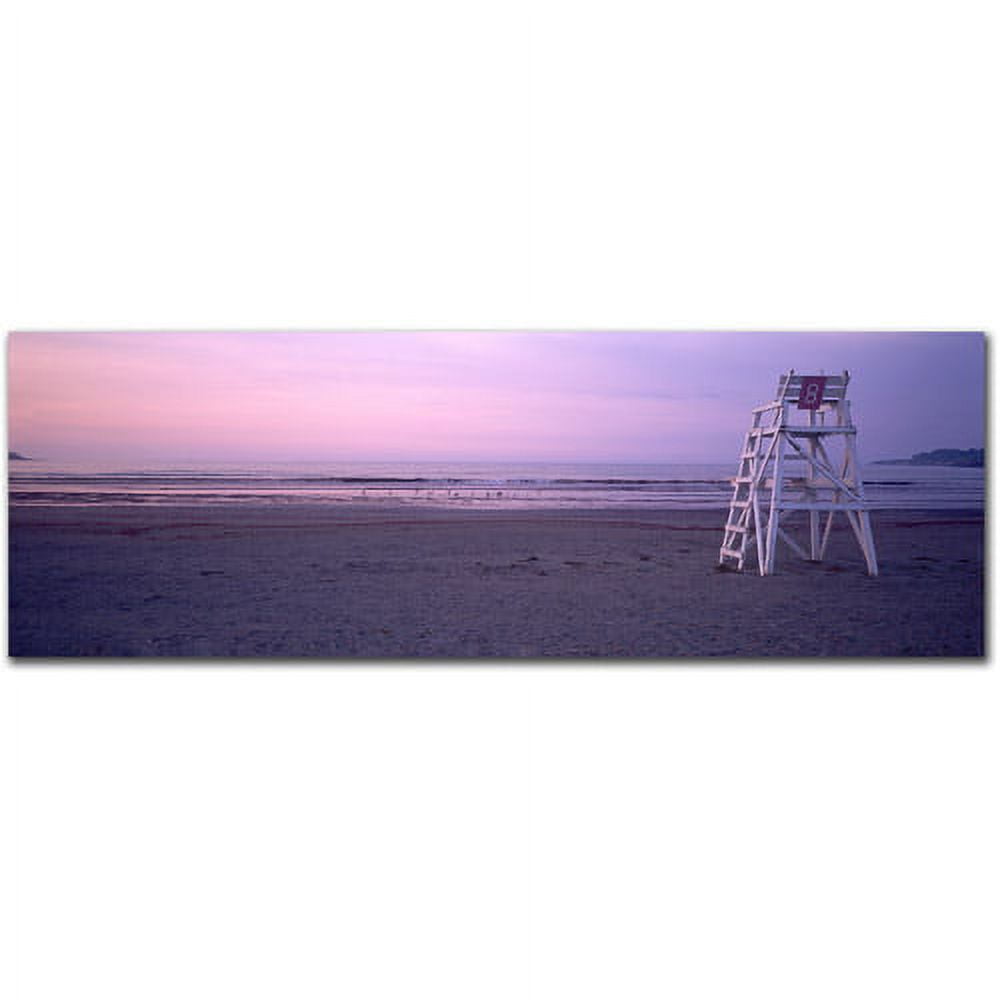 Coastal Sunset Beach Chair Canvas Art in Purple and White