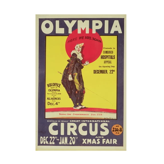 Trademark Art "Bertram Mills Circus, 1922" Canvas Wall Art by Dudley Hardy