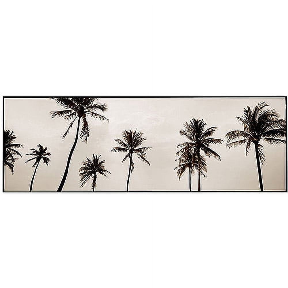 Modern Black and White Palm Trees Framed Canvas Art, 32" x 10"