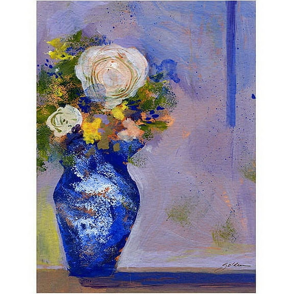 Trademark Art "Blue Vase" Canvas Art by Shelia Golden