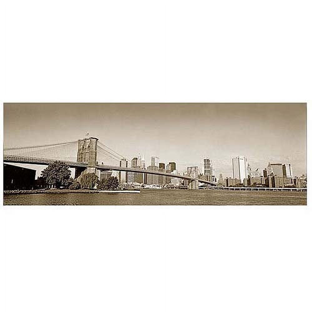 Brooklyn Bridge Sepia Tone Landscape Framed Canvas Art