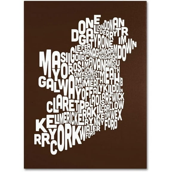 Trademark Art 'CHOCOLATE-Ireland Text Map' Canvas Art by Michael Tompsett