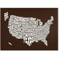 thumbnail image 1 of Trademark Art 'CHOCOLATE-USA States Text Map' Canvas Art by Michael Tompsett, 1 of 4