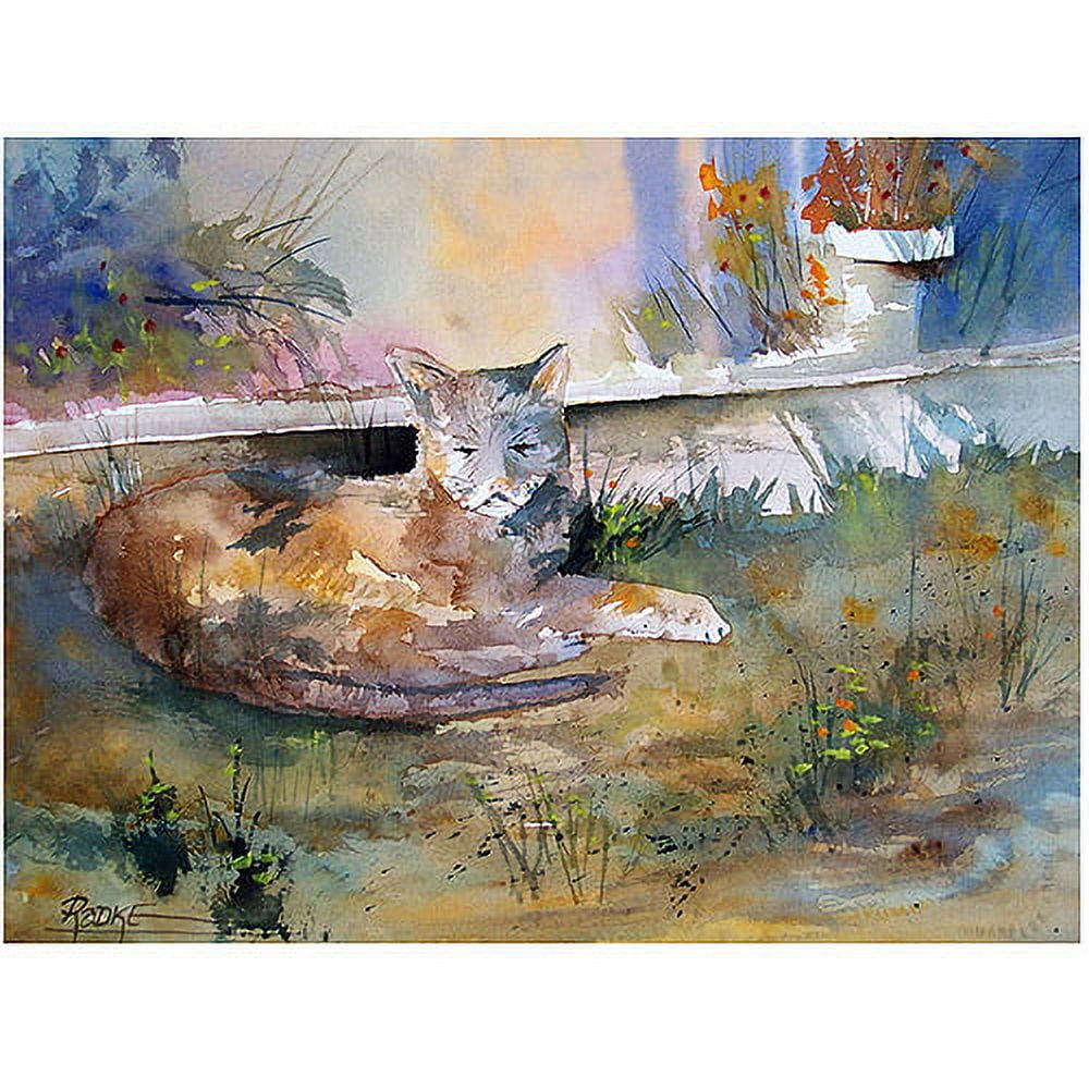 Tranquil Cat Nap Watercolor Canvas Art, 24x32 Inch