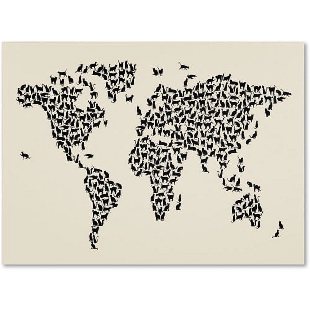 Trademark Art 'Cats World Map 2' Canvas Art by Michael Tompsett