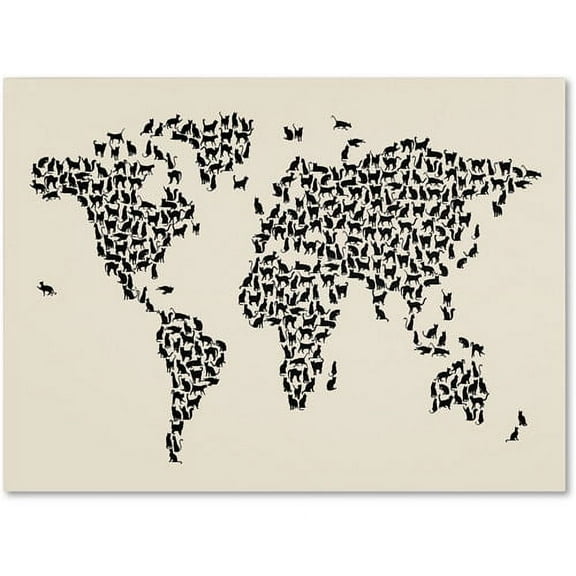 Trademark Art 'Cats World Map 2' Canvas Art by Michael Tompsett