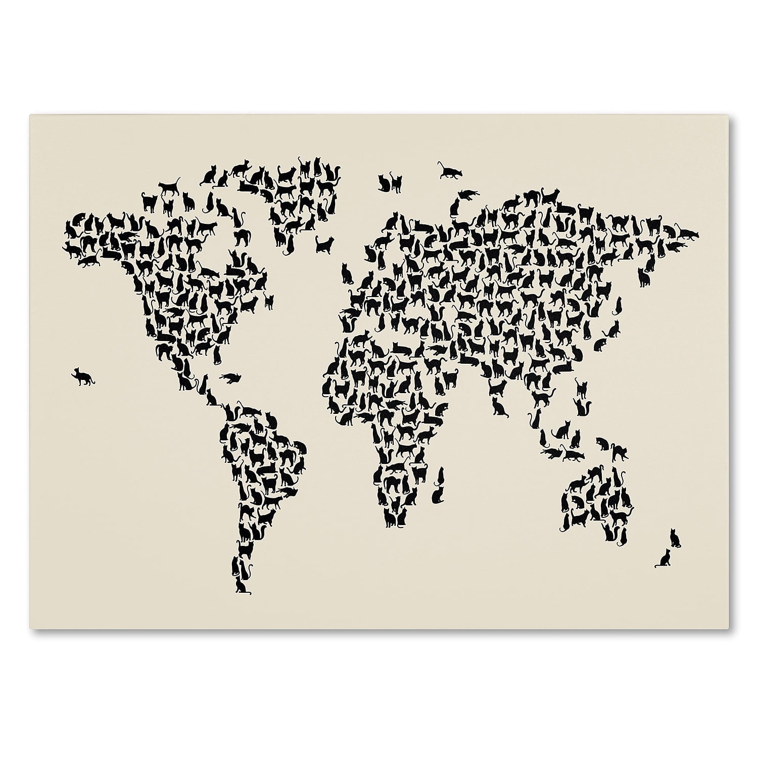 Trademark Art 'Cats World Map 2' Canvas Art by Michael Tompsett