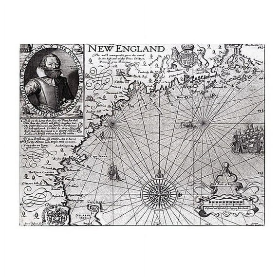 Trademark Art 'Coast of New England, 1614' Canvas Art by John Smith