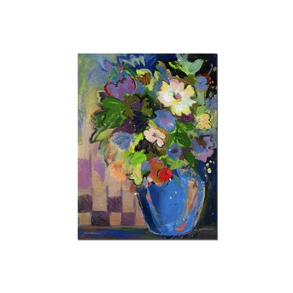 Trademark Art "Cobalt Vase with Purple" Canvas Art by Sheila Golden