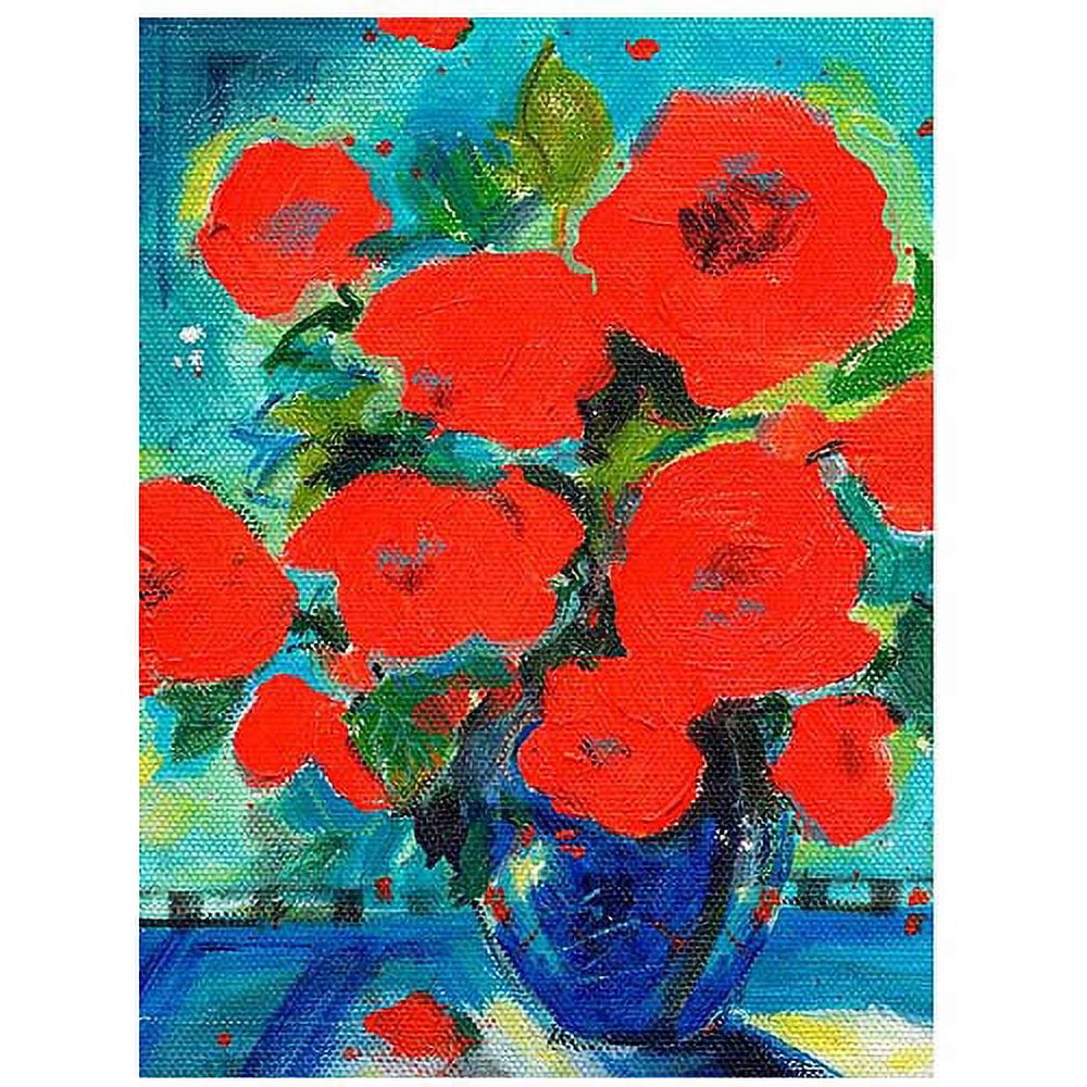 Trademark Art "Cobalt Vase with Red Blossoms" Canvas Art by Sheila Golden