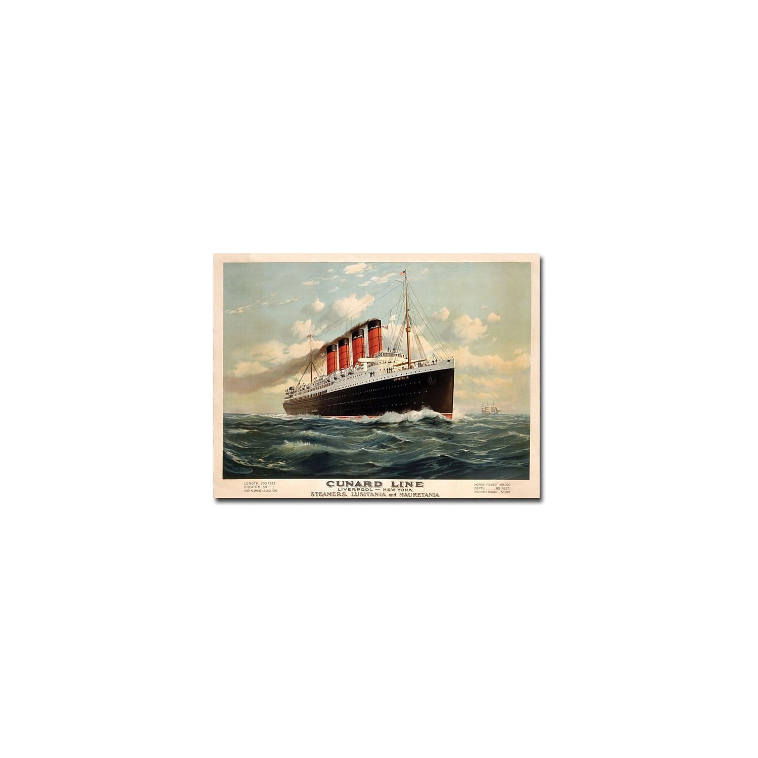 Trademark Art "Cunard Line, 1908" Canvas Wall Art by Fred Pansing