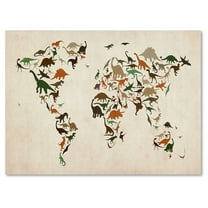 Trademark Art 'Dinosaur World Map 2' Canvas Art by Michael Tompsett