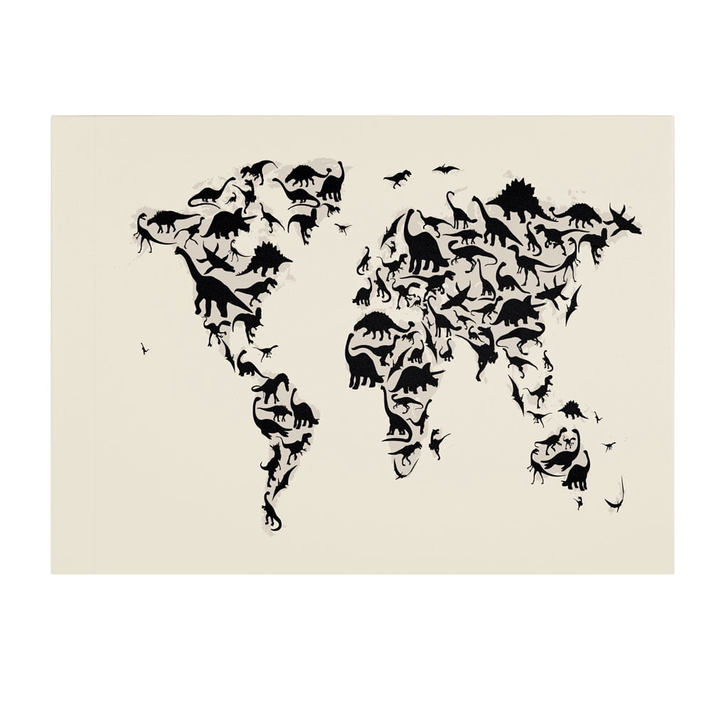 Trademark Art 'Dinosaur World Map' Canvas Art by Michael Tompsett
