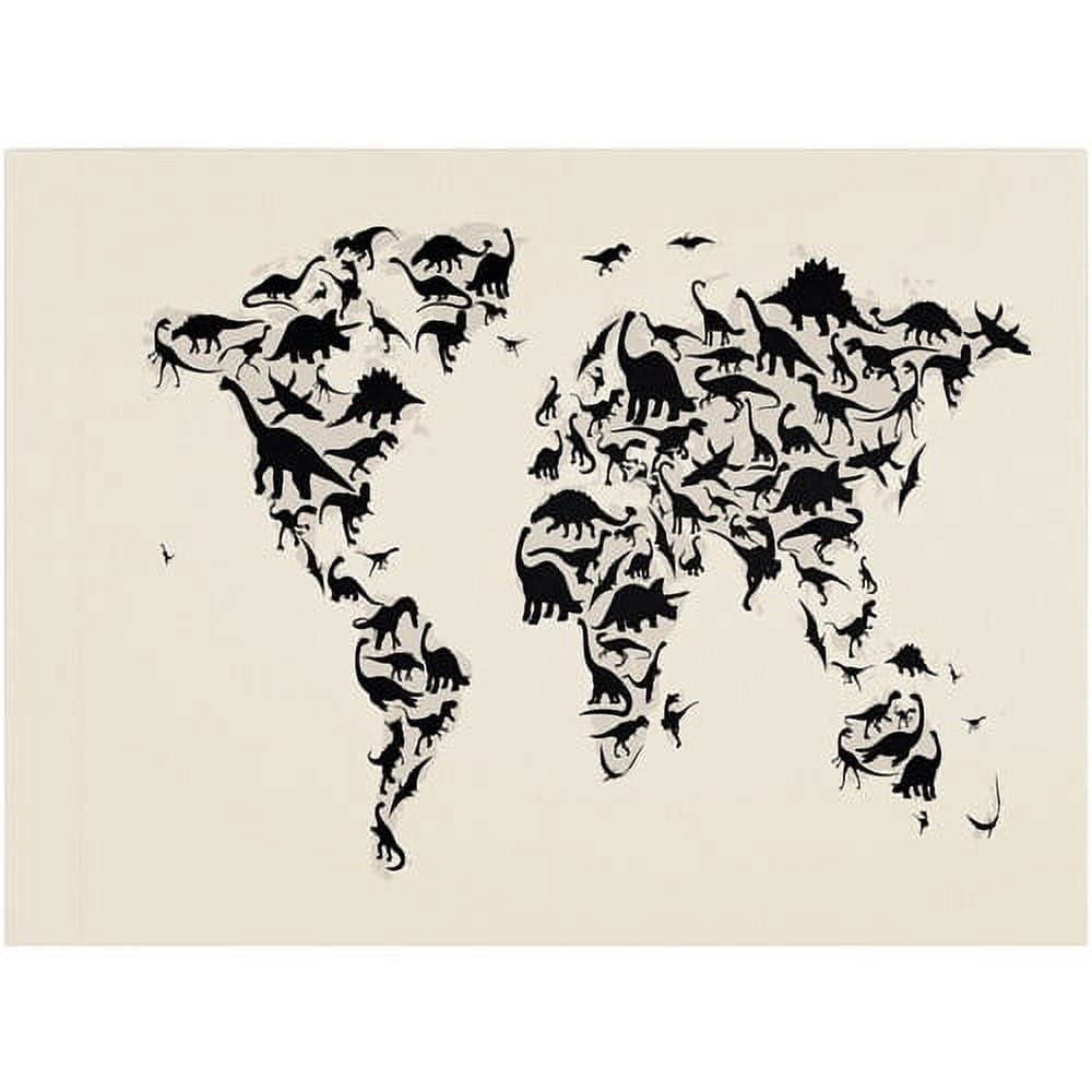 Trademark Art 'Dinosaur World Map' Canvas Art by Michael Tompsett