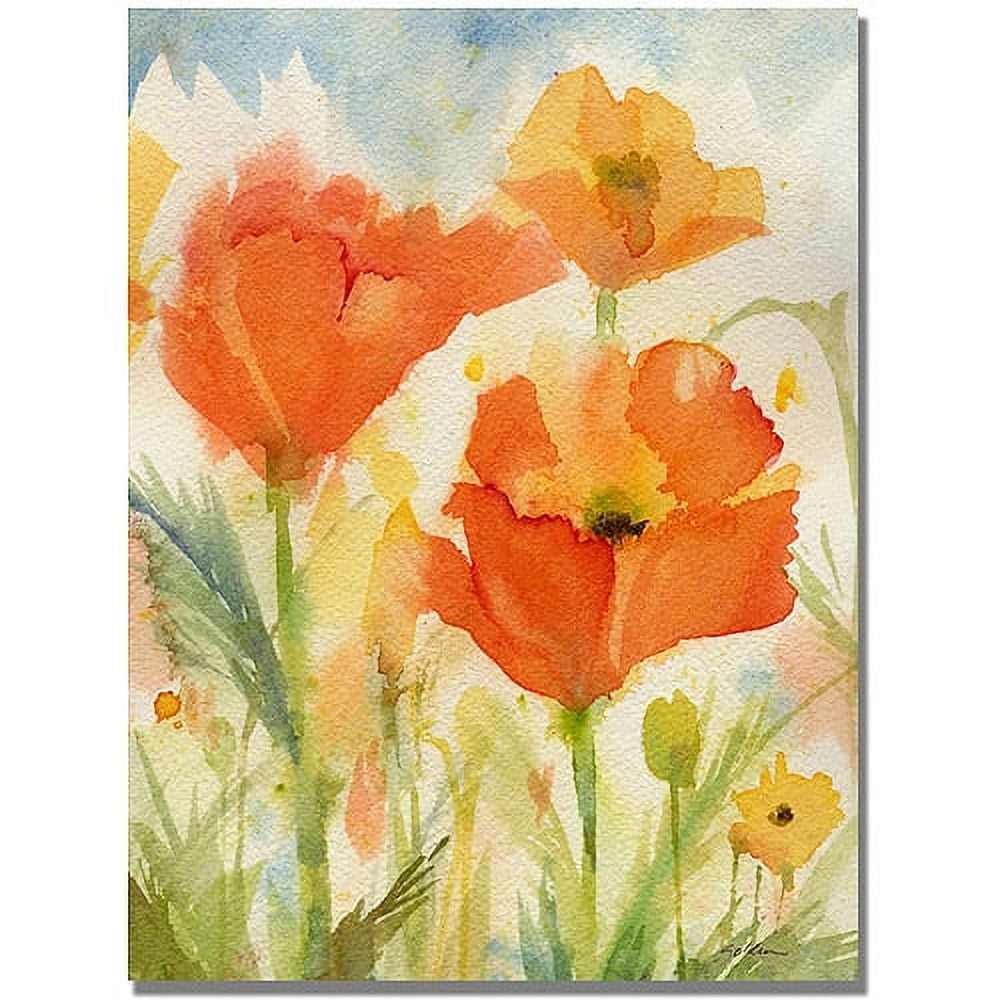 Large Vibrant Orange and Yellow Floral Canvas Wall Art