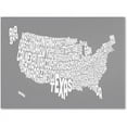 thumbnail image 1 of Trademark Art 'GREY-USA States Text Map' Canvas Art by Michael Tompsett, 1 of 4