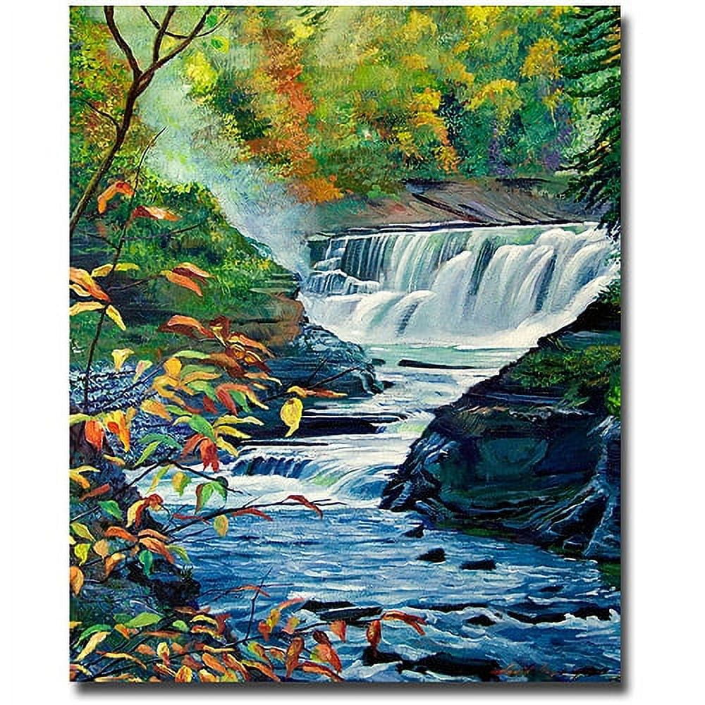 Geneese River in Autumn Canvas Wall Art with Natural Wood Frame