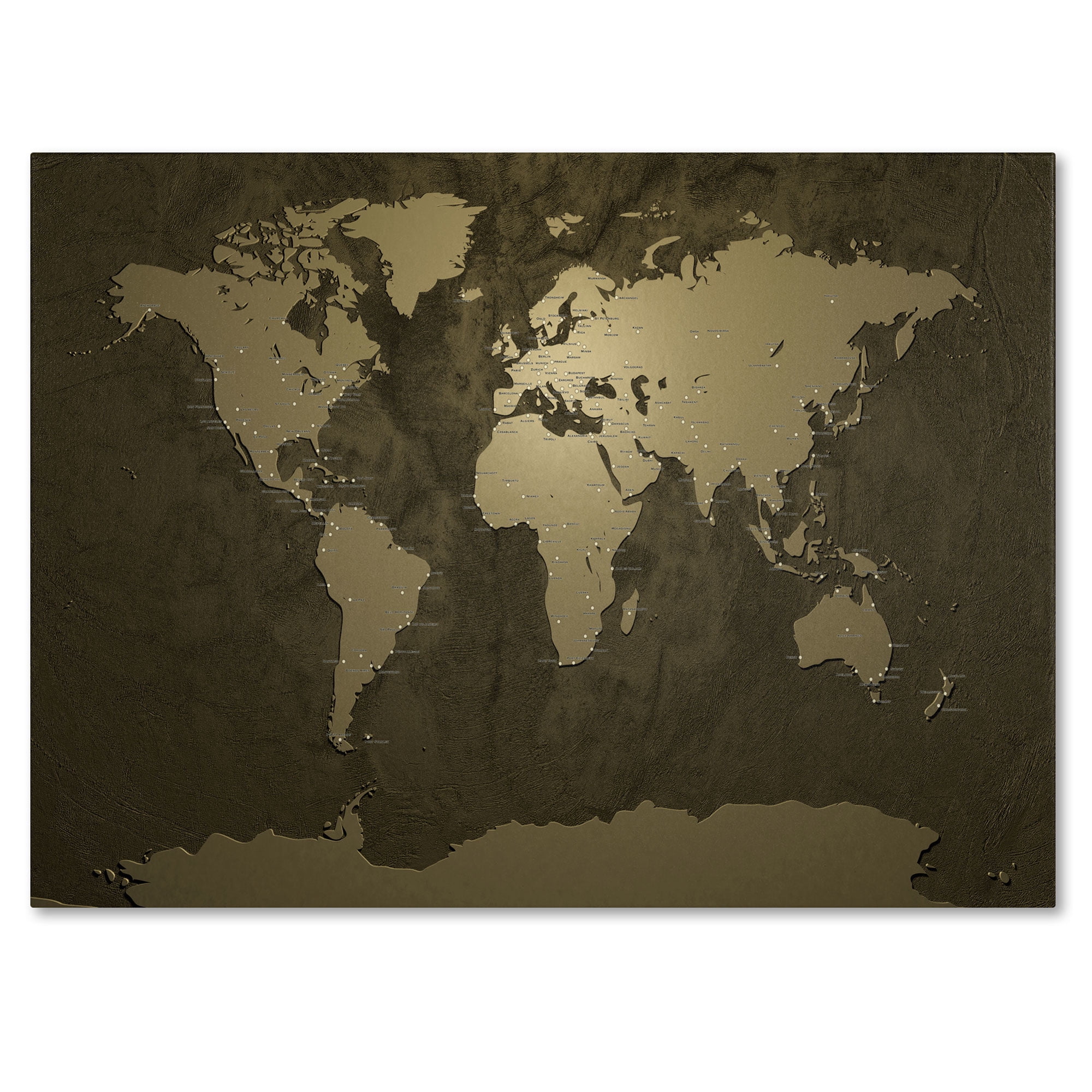 Trademark Art 'Gold World Map' Canvas Art by Michael Tompsett
