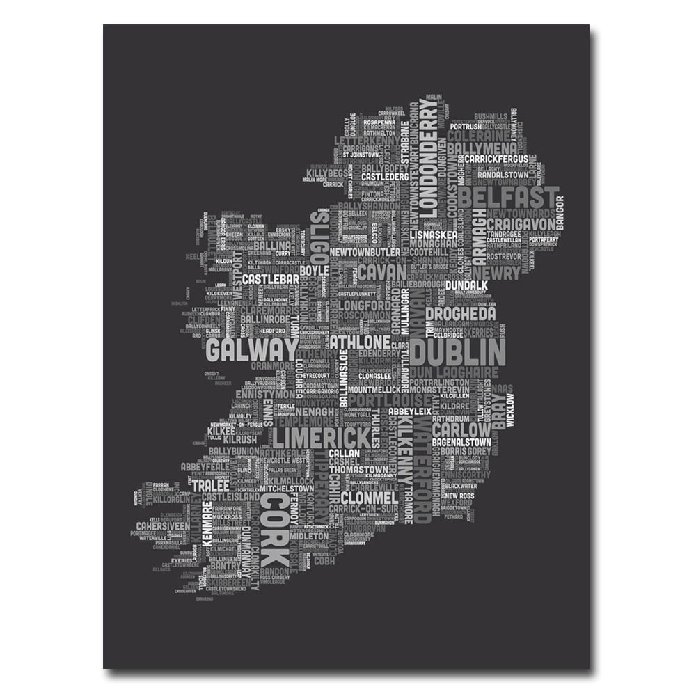 Trademark Art "Ireland City Map V" Canvas Wall Art by Michael Tompsett