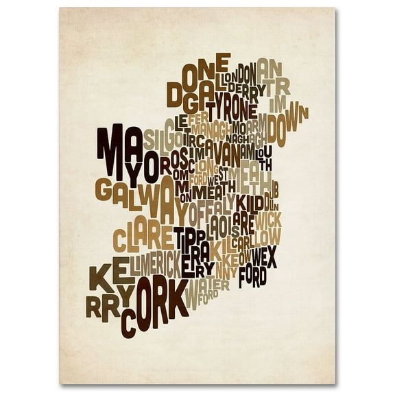Trademark Art 'Ireland Text Map 2' Canvas Art by Michael Tompsett