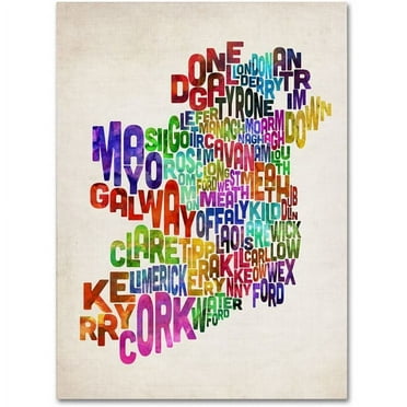 Trademark Art 'Ireland Text Map 3' Canvas Art by Michael Tompsett