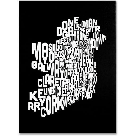 Trademark Art 'Ireland Text Map 5' Canvas Art by Michael Tompsett