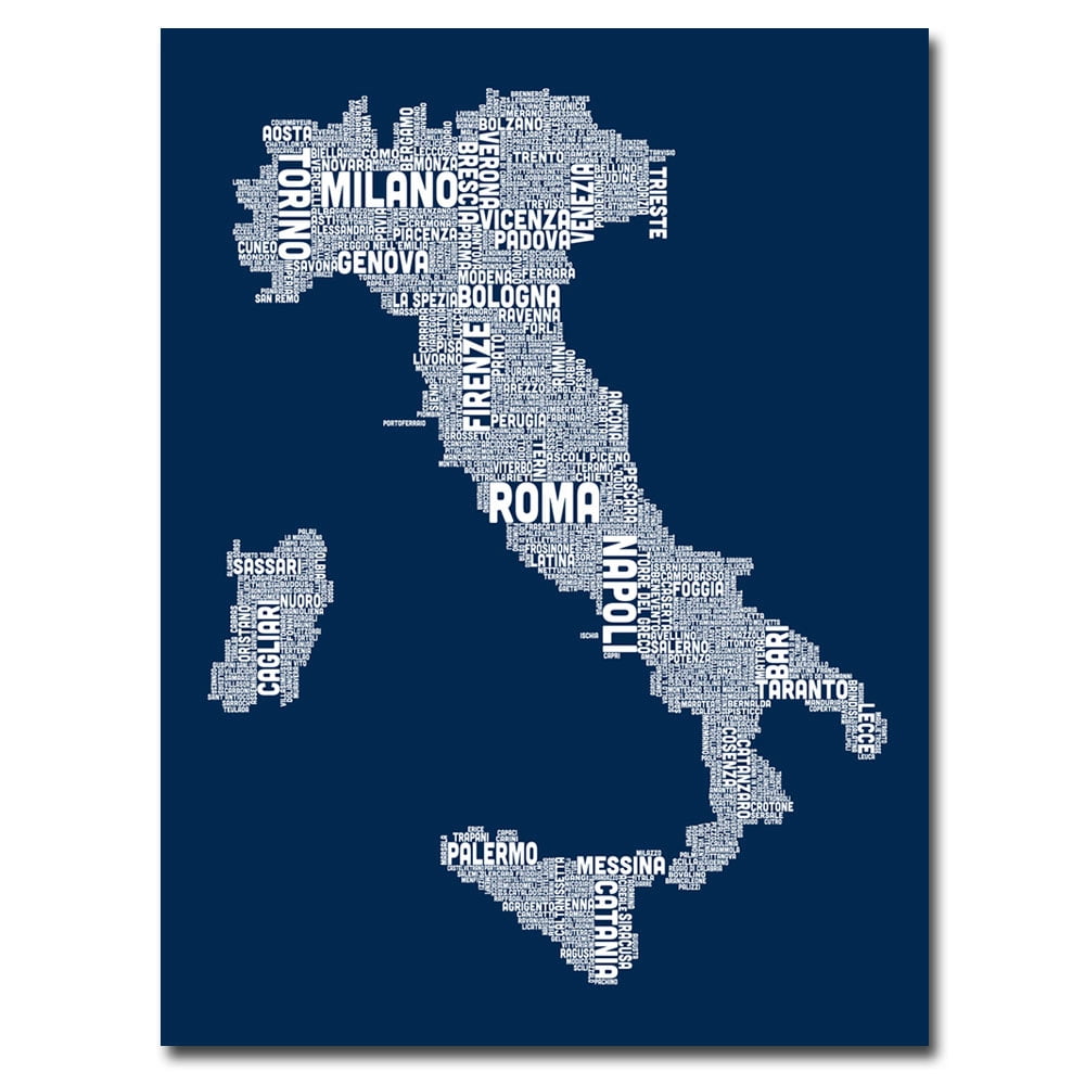 Trademark Art "Italy City Map II" Canvas Wall Art by Michael Tompsett