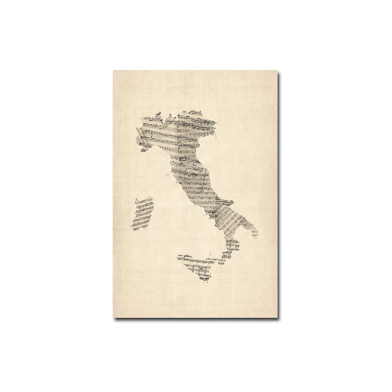 Trademark Art "Italy    Old Sheet Music Map" Canvas Art by Michael Tompsett