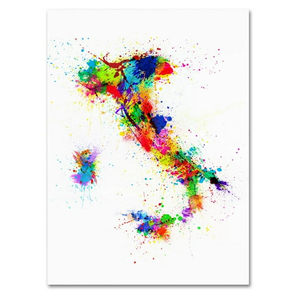 Trademark Art 'Italy Paint Splashes Map' Canvas Art by Michael Tompsett