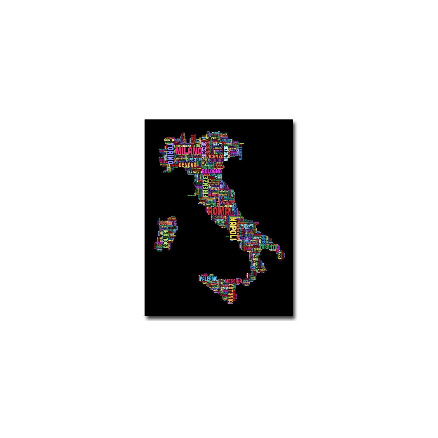 Colorful Abstract Italy Map Canvas Wall Art