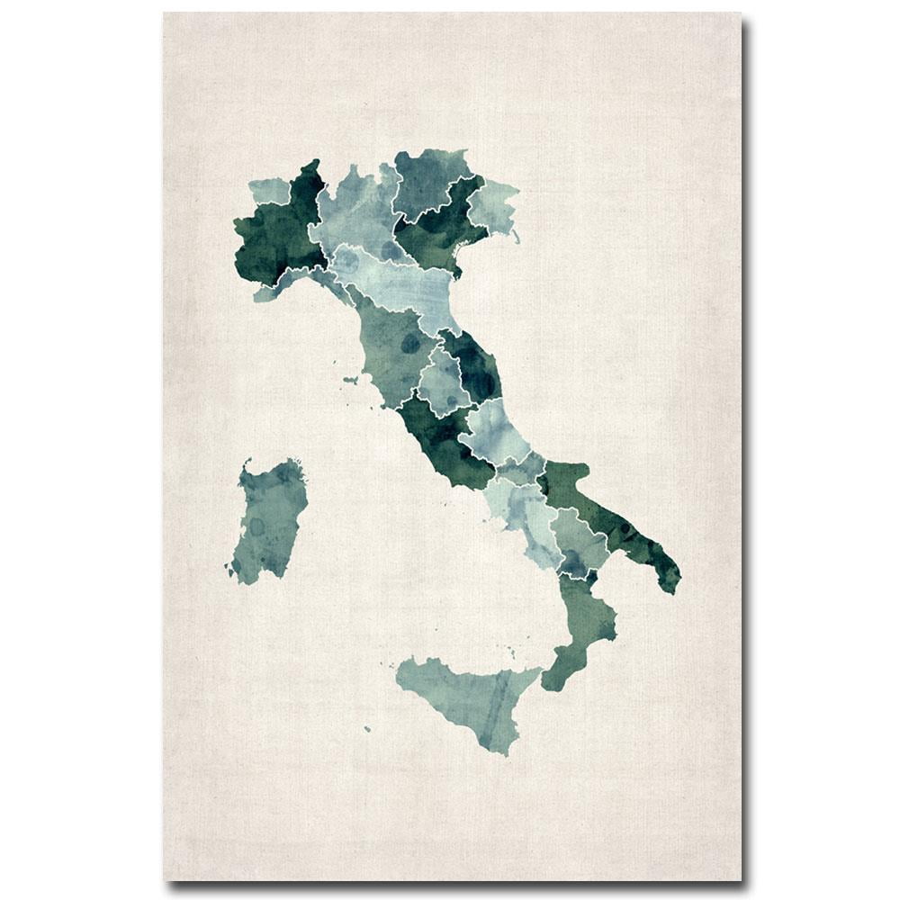 Trademark Art "Italy Watercolor Map" Canvas Art by Michael Tompsett