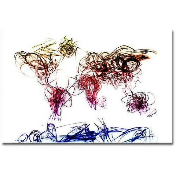 Trademark Art "Light Writing World Map" Canvas Art by Michael Tompsett