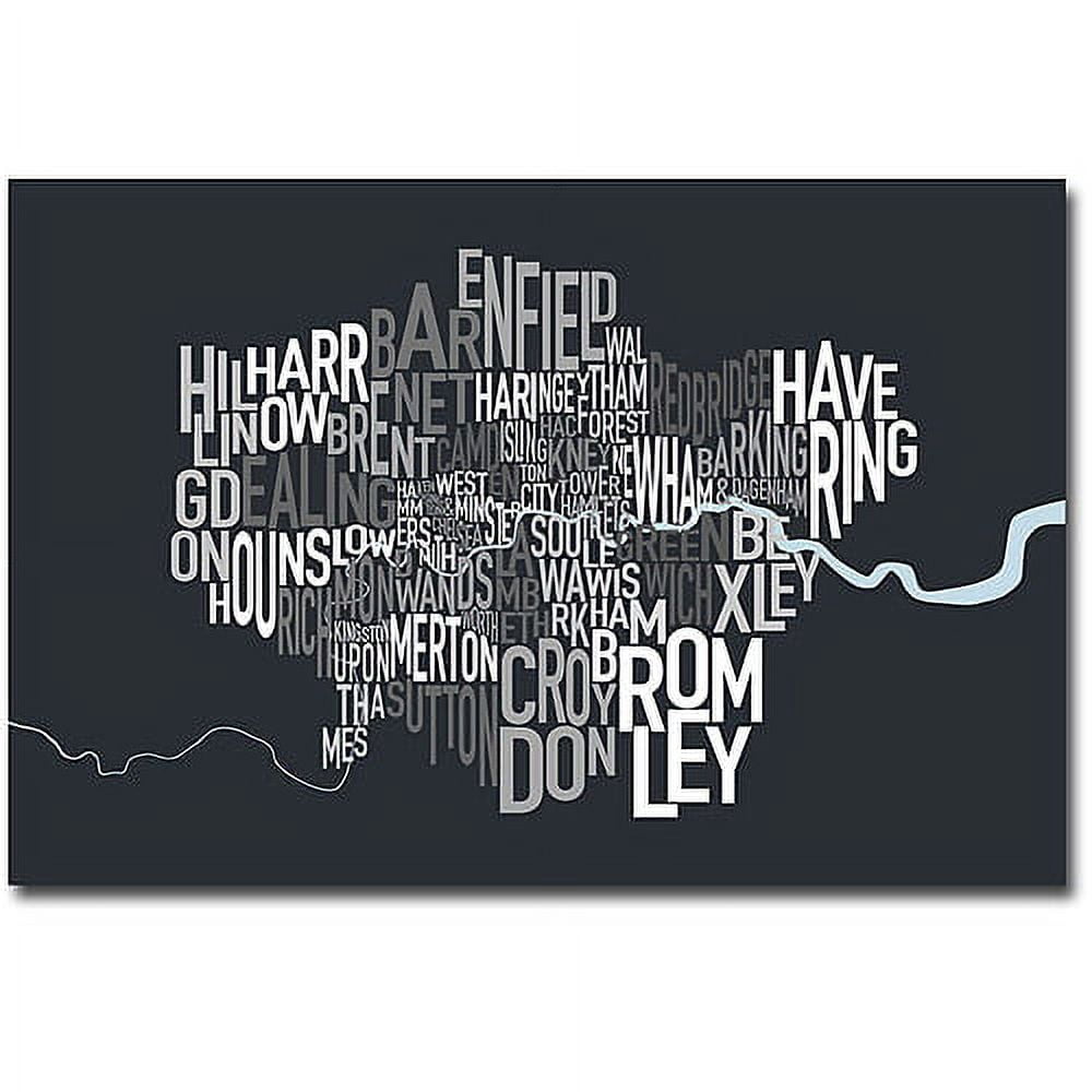 Trademark Art "London Borough Text Map" Canvas Wall Art by Michael Tompsett