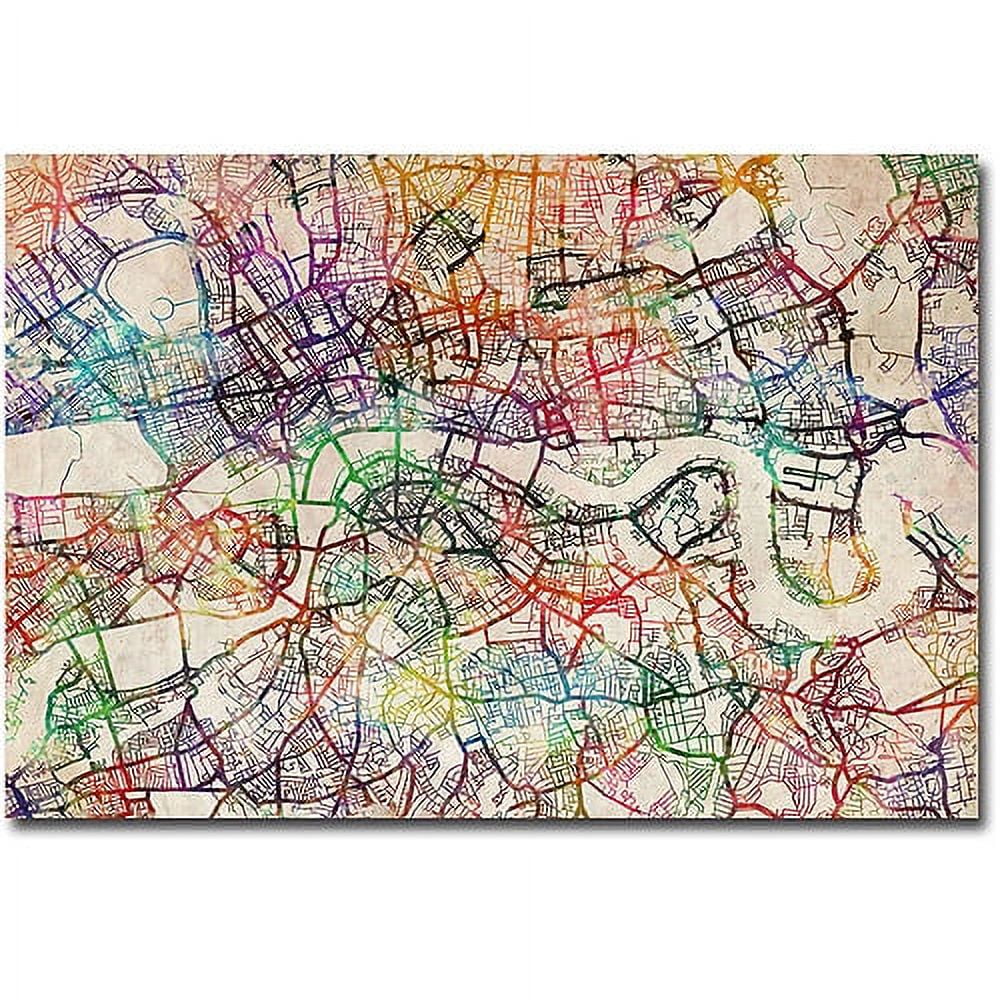 Colorful London Street Map Canvas Art 16x24 Inches