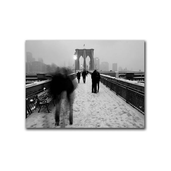 Trademark Art "Love on the Brooklyn Bridge" Canvas Art by Yale Gurney