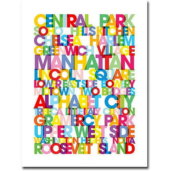 Trademark Art "Manhattan Neighborhoods" Canvas Wall Art by Michael Tompsett