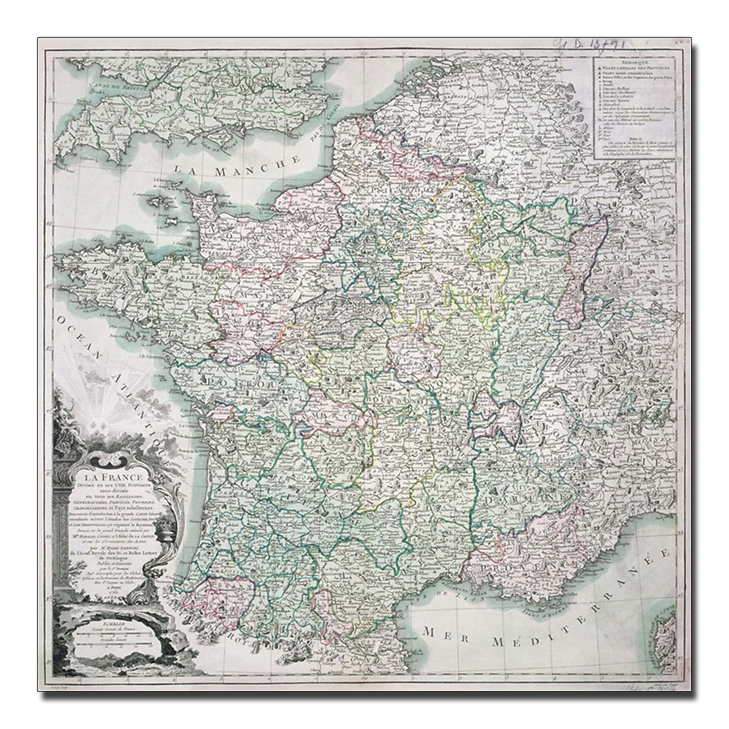 Trademark Art 'Map of France, 1765' Canvas Art by Louis Charles Desons