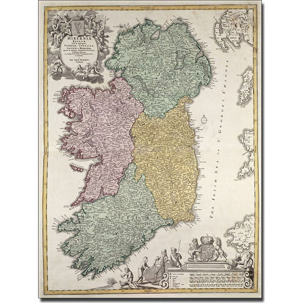 Trademark Art 'Map of Ireland, 1730' Canvas Art by Johann B. Homann