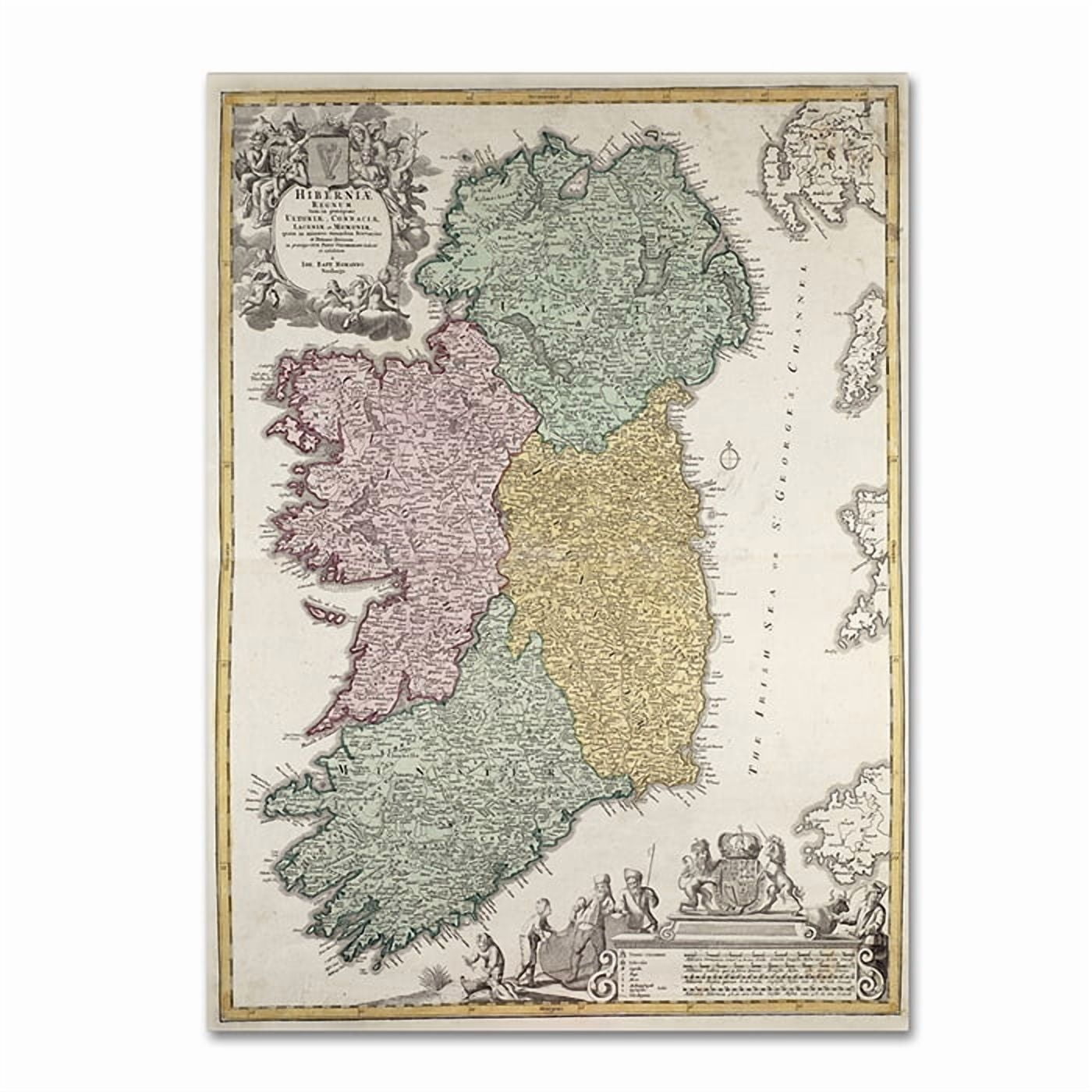 Trademark Art 'Map of Ireland, 1730' Canvas Art by Johann B. Homann