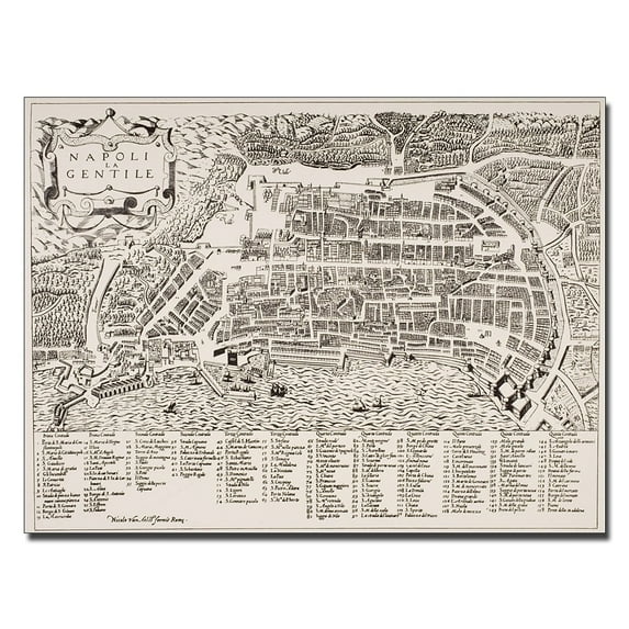 Trademark Art 'Map of Naples, 1600' Canvas Art